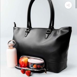 Buff bunny black tote w insulated compartment